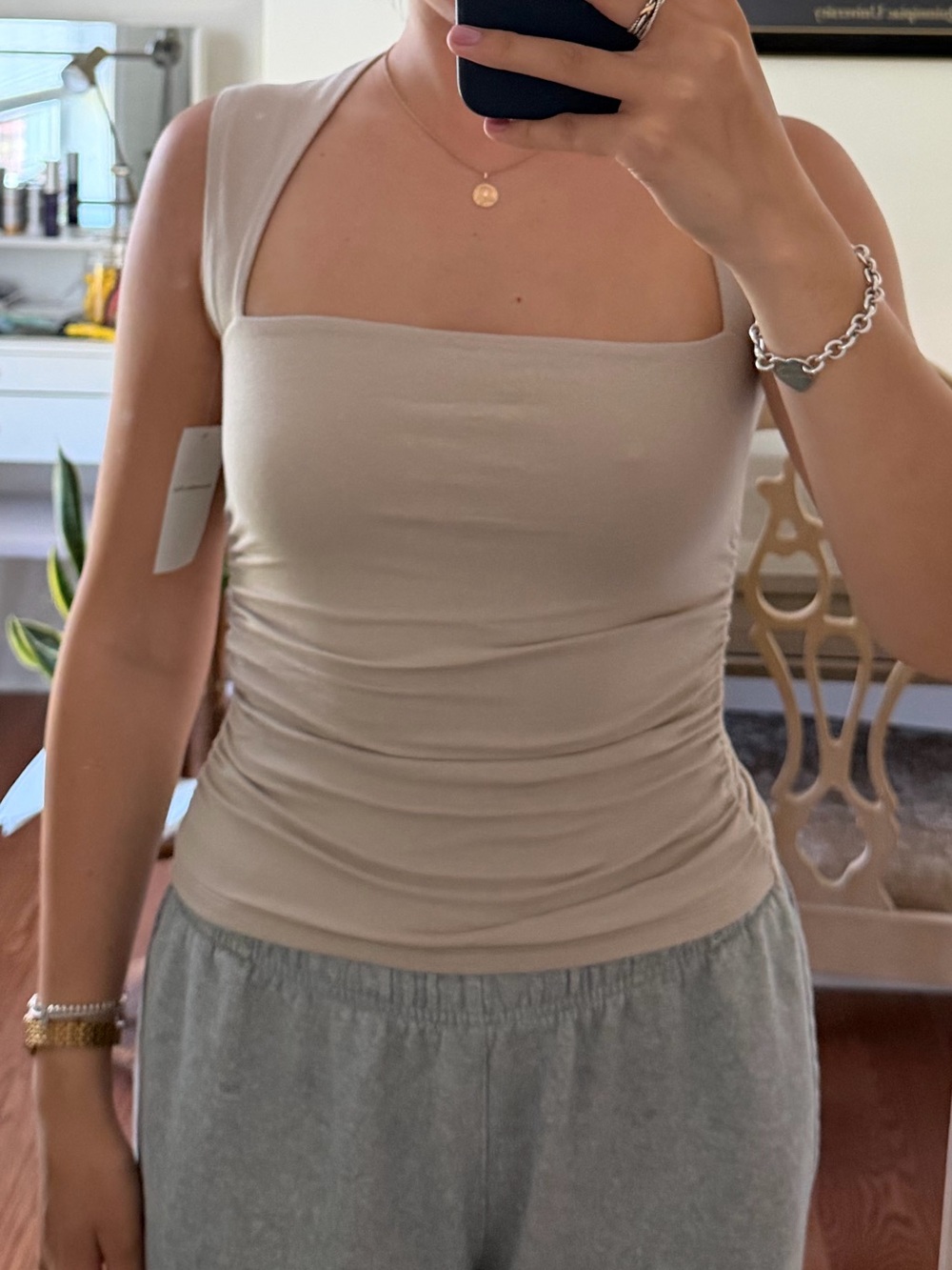 Abercrombie & Fitch Taupe Cowl Neck Ruched Women’s Camisole - Picture 5 of 5
